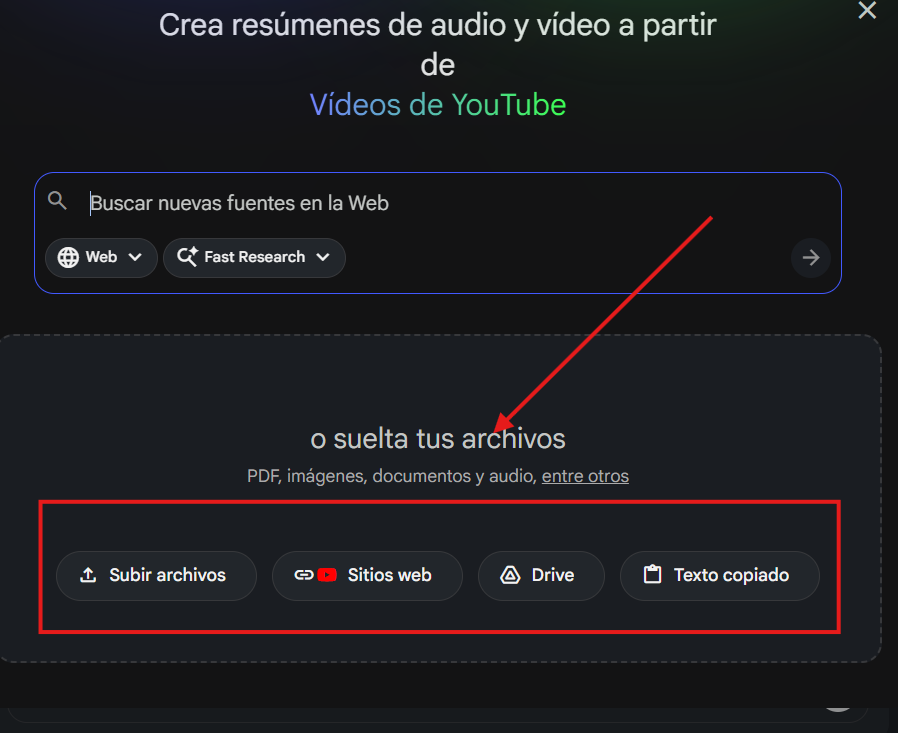 Cómo usar NotebookLM: Guía completa 2026 para dominar la IA de Google 4 subir archivos notebooklm